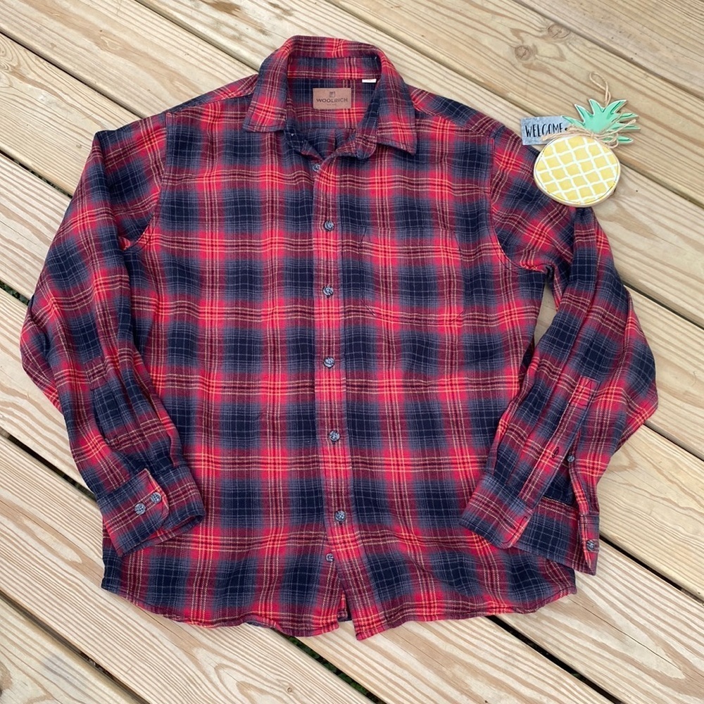 🍍WOOLRICH BUTTON DOWN FLANNEL 🍍SIZE LARGE🍍L1